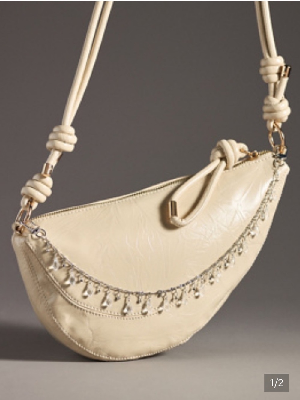 Anthropologie Silver Crystal Drop Bag Charm - Clear, NWT